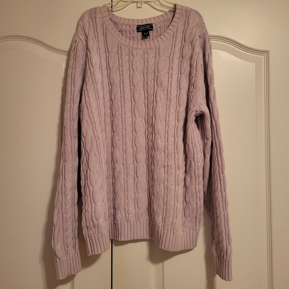 Lands' End Light Purple Cable Knit Sweater